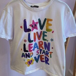 Zara T shirt “Love Live Learn and Start Over”,size L.